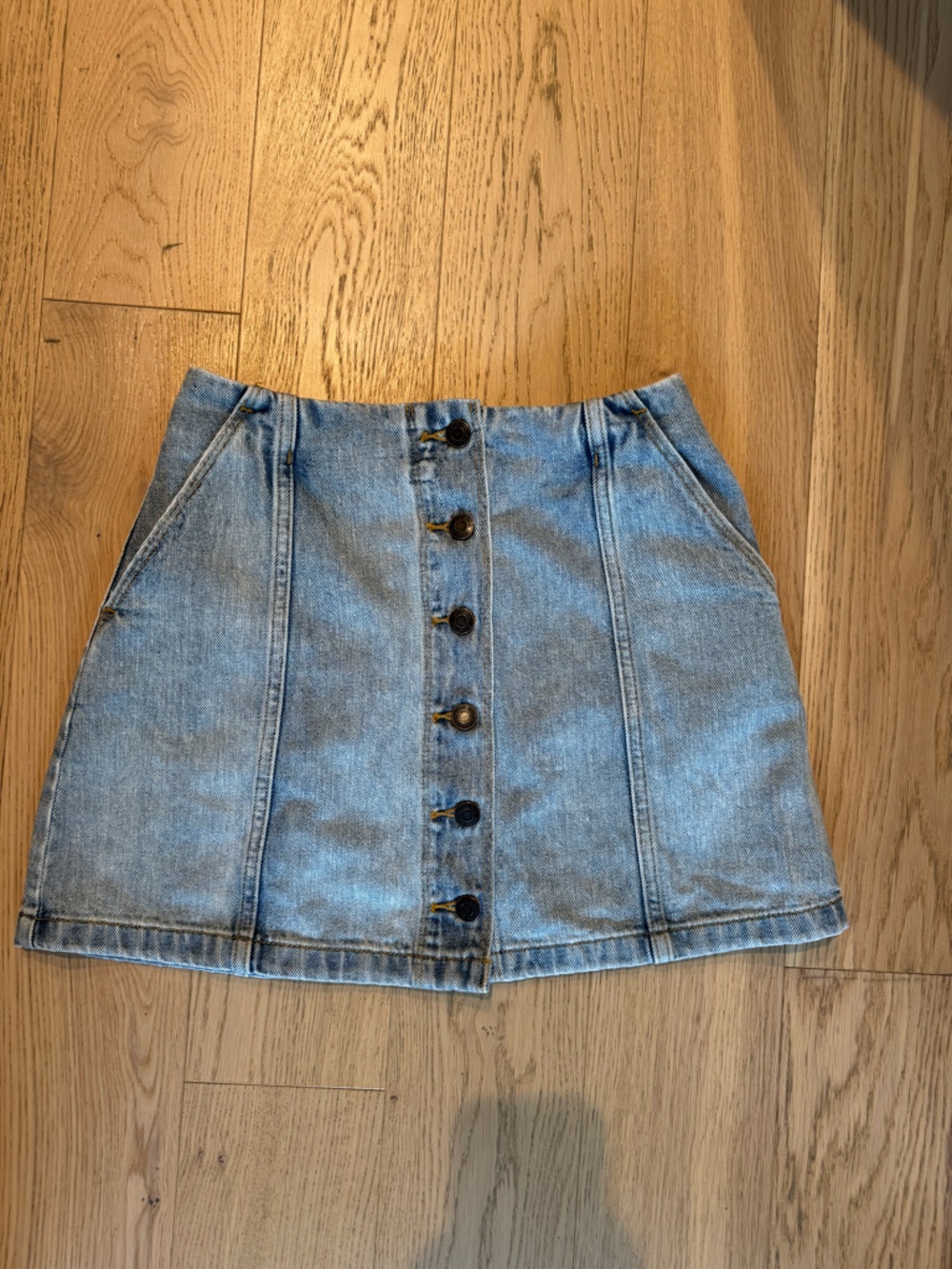 Aritzia Light Blue Denim Button-Front Mini Skirt